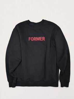 Former Crewneck Sweatshirt Black Red Logo Skater Surf Style Pullover Size S